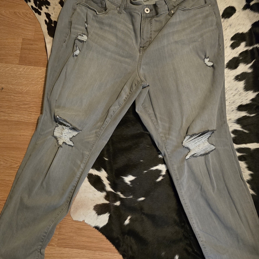 Torrid Gray Distressed Skinny Jeans